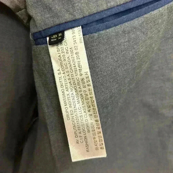 Massimo Dutti Blazer Men's Finest Italian Fabric Cotton Half Lined Size US 36 - Picture 8 of 10